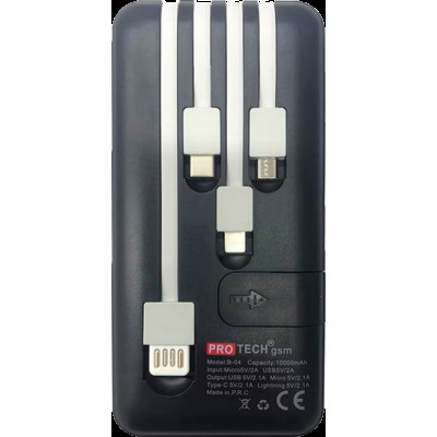 Power Bank Protech B-04 10000mAh 10W 4 in 1 Black