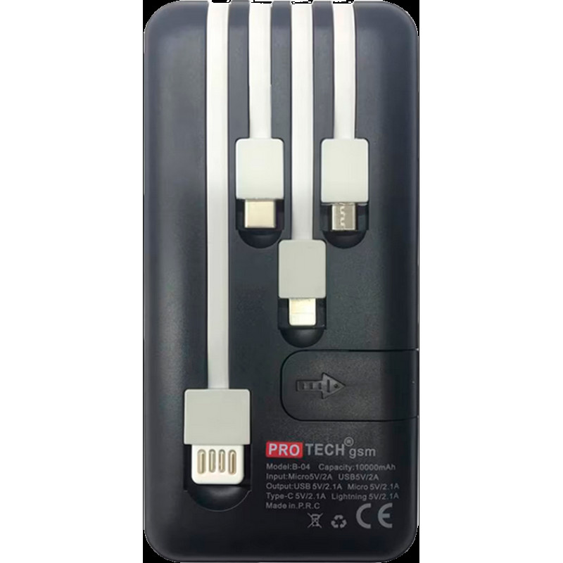 Power Bank Protech B-04 10000mAh 10W 4 in 1 Black