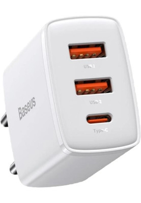 МЗП блочок 30W 2USB-A/USB-C Compact Quick Charger (CCXJ-E02) white Baseus