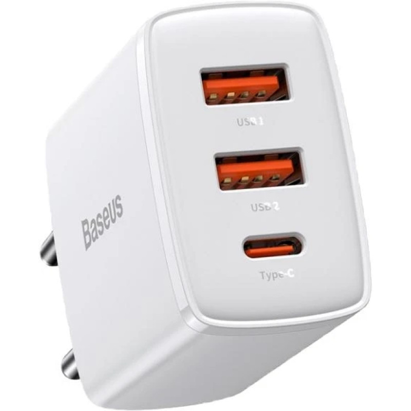 МЗП блочок 30W 2USB-A/USB-C Compact Quick Charger (CCXJ-E02) white Baseus