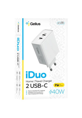 МЗП блочок 40W 2USB-C Fast Charger GP-HC052 Gelius white (90588)