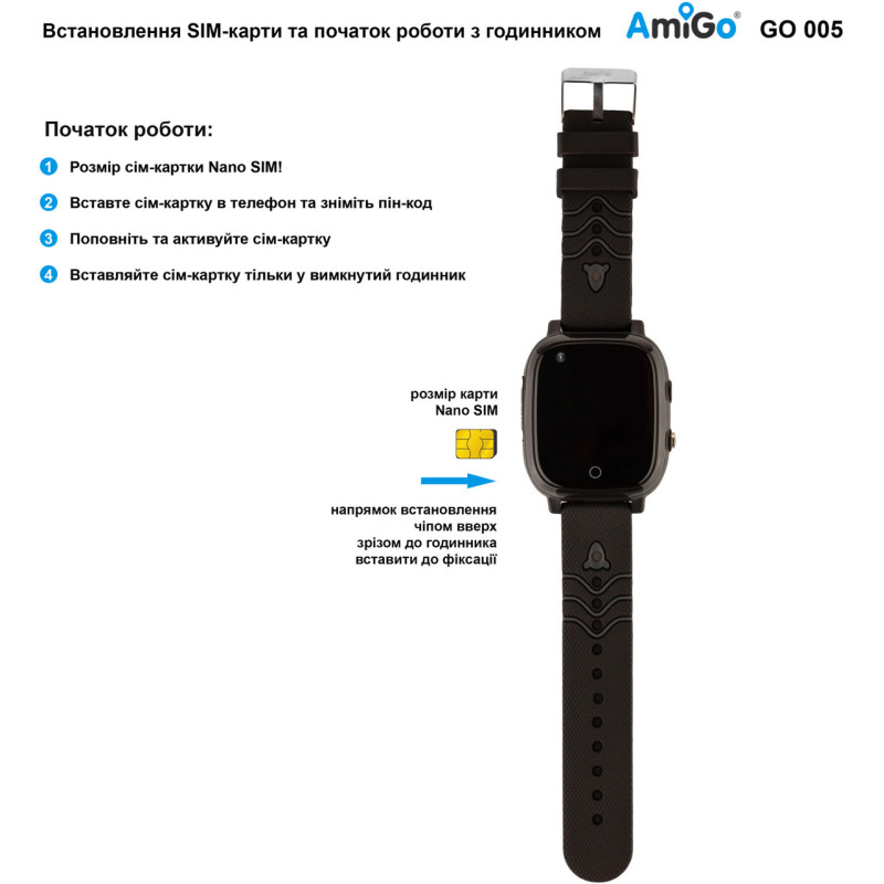 Smart Watch AmiGo GO005 4G WIFI Thermometer Black