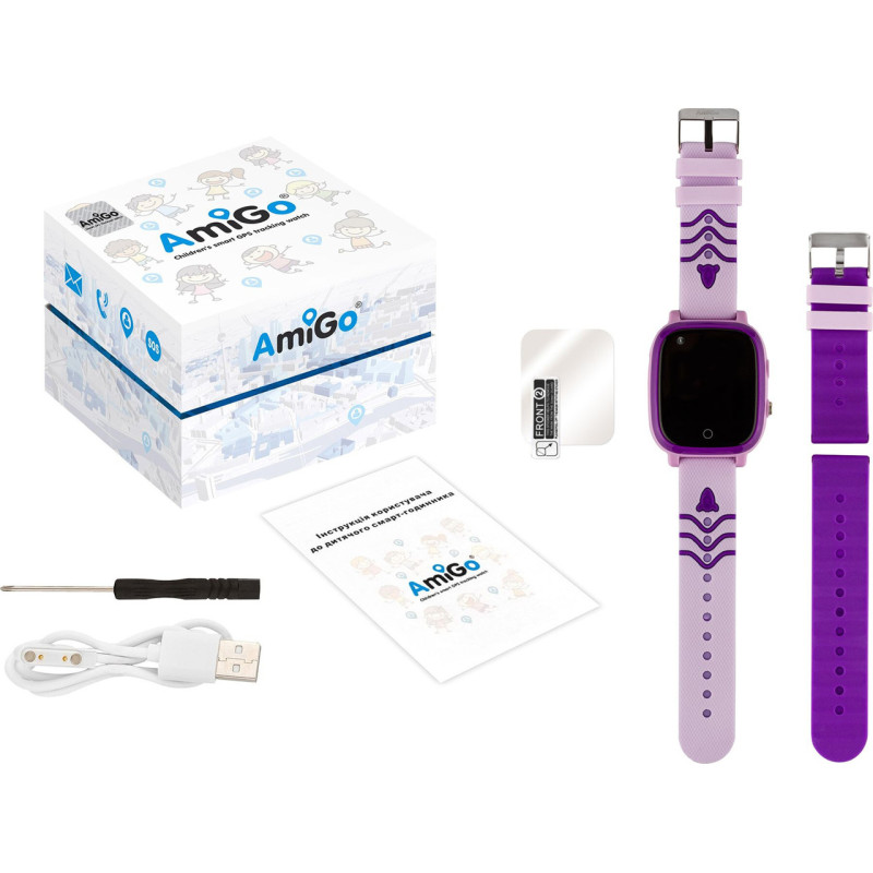 Smart Watch AmiGo GO005 4G WIFI Thermometer Purple