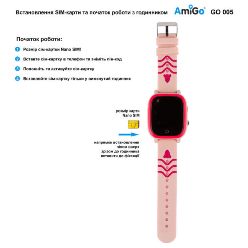 Smart Watch AmiGo GO005 4G WIFI Thermometer Pink UA UCRF