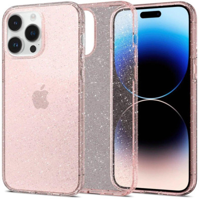 Накладка iPhone 14 Pro  Liquid Crystal Glitter Spigen Рожевий