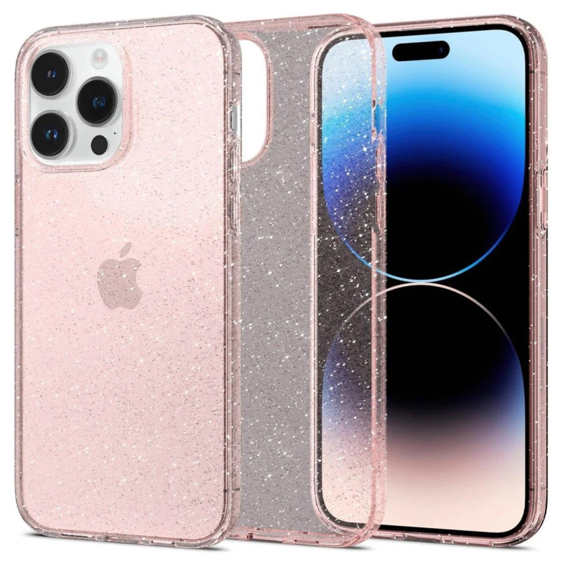 Накладка iPhone 14 Pro Max Liquid Crystal Glitter Spigen Рожевий