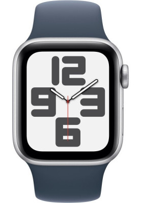 Apple Watch SE 2 GPS 40mm Silver Aluminium with Storm Blue Sport Band S/M MRE13 UA