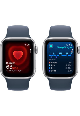 Apple Watch SE 2 GPS 40mm Silver Aluminium with Storm Blue Sport Band S/M MRE13 UA