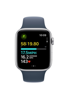 Apple Watch SE 2 GPS 44mm Silver Aluminium with Storm Blue Sport Band M/L MREE3 UA