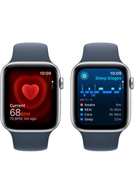 Apple Watch SE 2 GPS 44mm Silver Aluminium with Storm Blue Sport Band M/L MREE3 UA