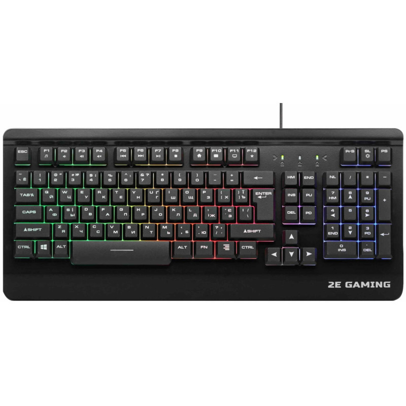 Клавіатура мембранна 2E GAMING KG320 104key, USB-A, EN/UA/RU, LED, чорний (2E-KG320UB)