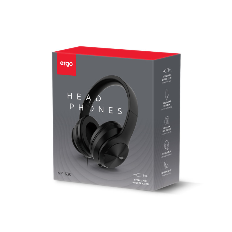 HF Stereo Ergo VM-630 black+мікрофон UA