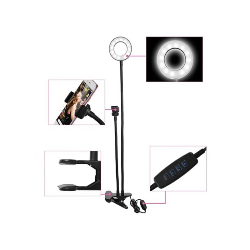 Холдер Selfie + LED XO BGD001/LS-90 Live Stream Ring Light