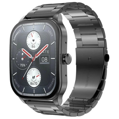 Smart Watch Amazfit Pop 3S Metal Black (Metallic Strap) UA