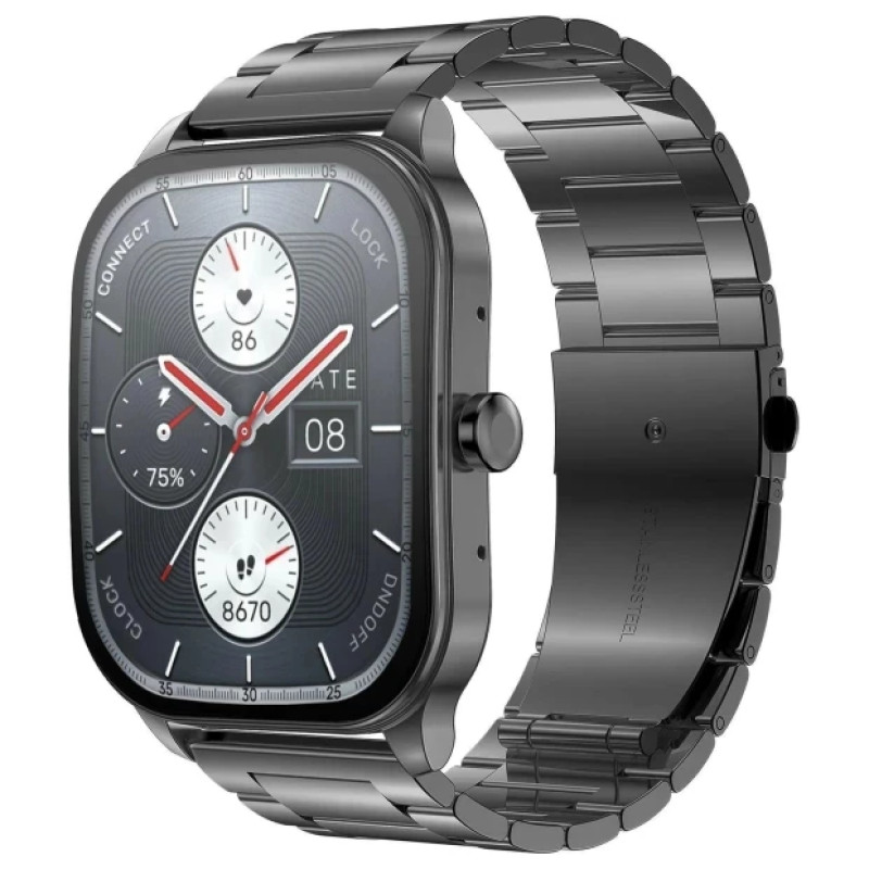 Smart Watch Amazfit Pop 3S Metal Black (Metallic Strap) UA