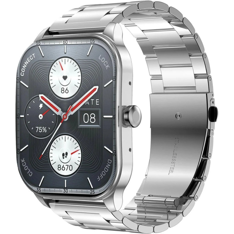 Smart Watch Amazfit Pop 3S Metal Silver (Metallic Strap) UA