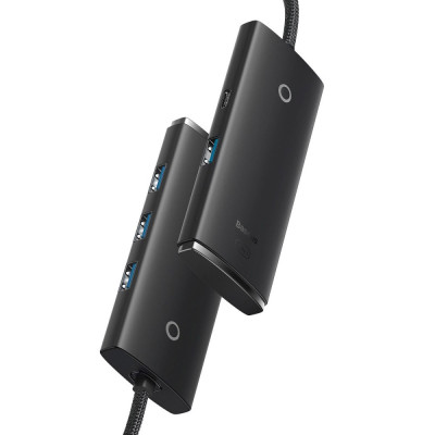 USB HUB Baseus Lite Series 4in1 4USB-A 3.0 (WKQX030001) black 0.25m