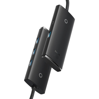 USB HUB Baseus Lite Series 4in1 4USB-A 3.0 BS-OH013 (WKQX030101) black 1m