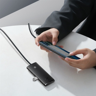 USB HUB Baseus Lite Series 4in1 4USB-A 3.0 BS-OH013 (WKQX030101) black 1m