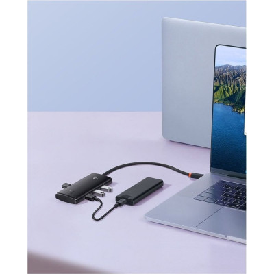 USB HUB Baseus Lite Series 4in1 4USB-A 3.0 BS-OH013 (WKQX030101) black 1m