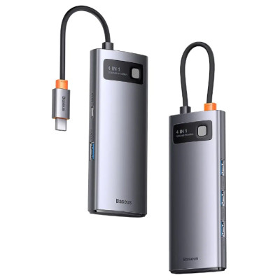 USB HUB Baseus Metal Gleam Series 4in1 USB-C to 4USB 3.0 (WKWG070013) gray