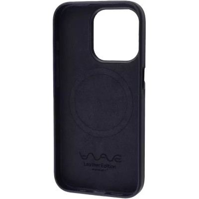 Накладка iPhone 15 Leather Edition Case MagSafe Wave Темно-синій