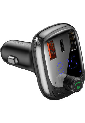 FM-модулятор/дисплей Baseus 2USB S-13 T-Typed black CCTM-B01/01 (CCMT000101)