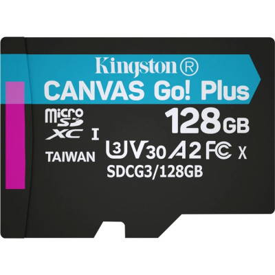 Micro SD 128GB/10 class 170Mb/s V30 A2 Kingston SDCG3/128GB