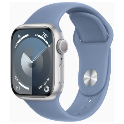Apple Watch Series 9 GPS 41mm Silver Aluminium with Storm Blue Sport Band M/L MR913