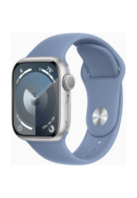 Apple Watch Series 9 GPS 41mm Silver Aluminium with Storm Blue Sport Band S/M MR903