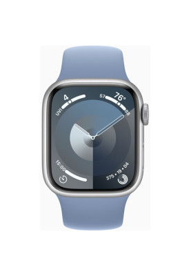 Apple Watch Series 9 GPS 41mm Silver Aluminium with Storm Blue Sport Band S/M MR903
