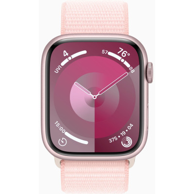 Apple Watch Series 9 GPS 45mm Pink Aluminium with Light Pink Sport Loop MR9J3