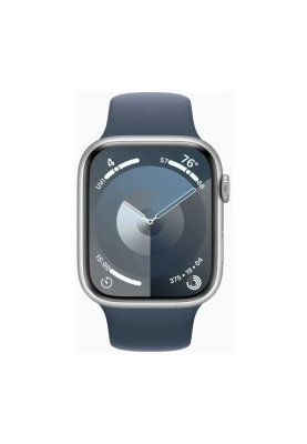 Apple Watch Series 9 GPS 45mm Silver Aluminium with Storm Blue Sport Band S/M MR9D3