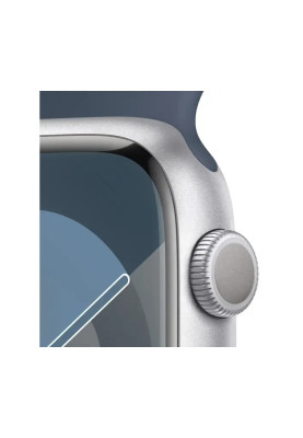 Apple Watch Series 9 GPS 45mm Silver Aluminium with Storm Blue Sport Band S/M MR9D3