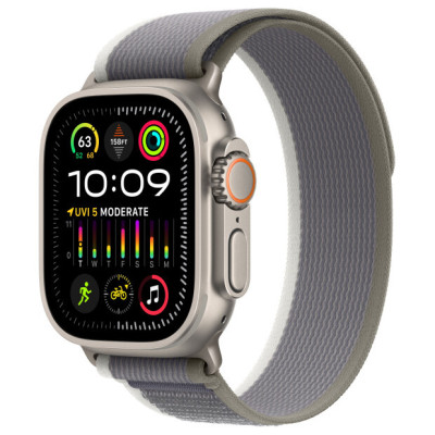 Apple Watch Ultra 2 GPS + Cellular 49mm Titanium Case with Green/Gray Trail Loop - M/L MRF43, MRFP3
