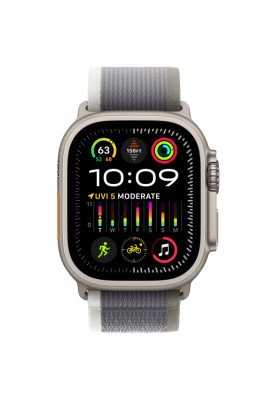 Apple Watch Ultra 2 GPS + Cellular 49mm Titanium Case with Green/Gray Trail Loop - M/L MRF43, MRFP3