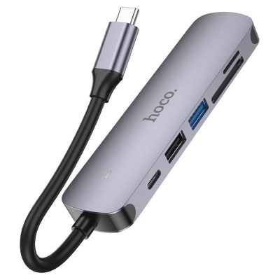 USB HUB Hoco HB28 (Type-C HDTV+USB3.0+USB2.0+SD+TF+PD) (6931474769336)