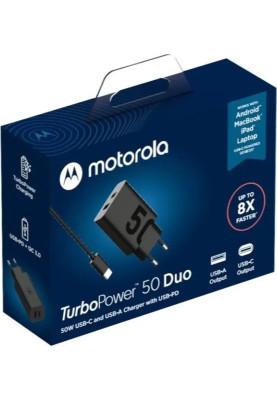 МЗП Motorola 50W Duo USB-C/ USB-A to USB-C cable (SJMC502) black UA