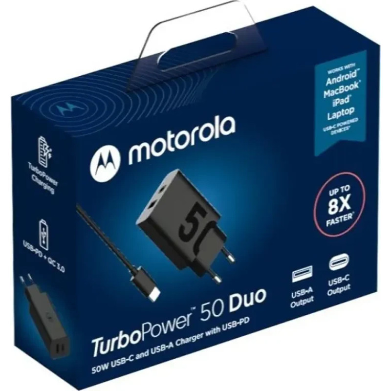 МЗП Motorola 50W Duo USB-C/ USB-A to USB-C cable (SJMC502) black UA