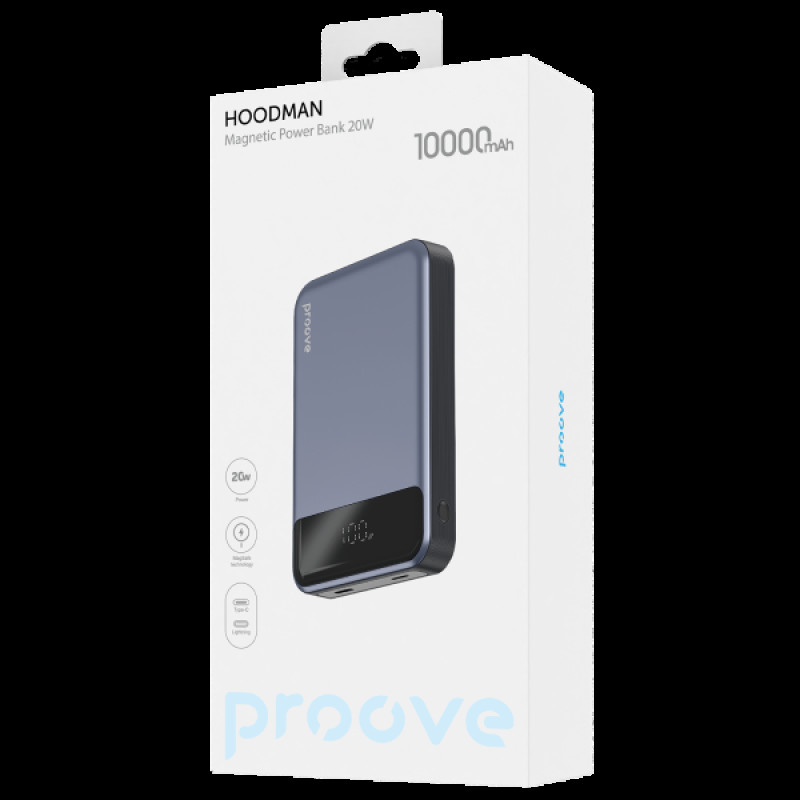 Power Bank Proove Hoodman Magnetic 10000mAh 20W gray (PBH120010003) UA