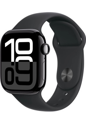 Apple Watch Series 10 GPS 42mm Jet Black Aluminum Case with Black Sport Band M/L MWWF3