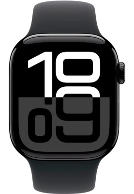 Apple Watch Series 10 GPS 42mm Jet Black Aluminum Case with Black Sport Band M/L MWWF3