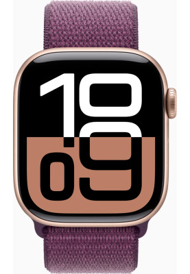 Apple Watch Series 10 GPS 42mm Rose Gold Aluminum Case with Plum Sport Loop MWWK3