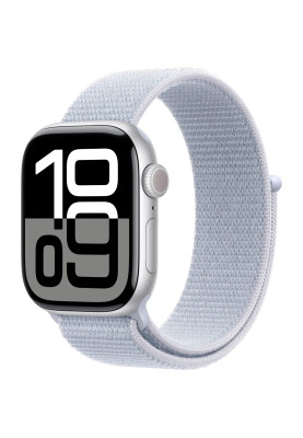 Apple Watch Series 10 GPS 42mm Silver Aluminum Case with Blue Cloud Sport Loop MWWD3