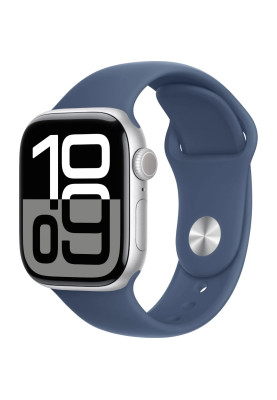 Apple Watch Series 10 GPS 42mm Silver Aluminum Case with Denim Sport Band M/L MWWC3