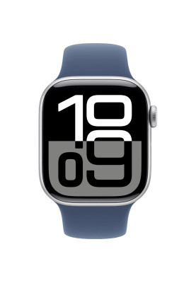 Apple Watch Series 10 GPS 42mm Silver Aluminum Case with Denim Sport Band M/L MWWC3