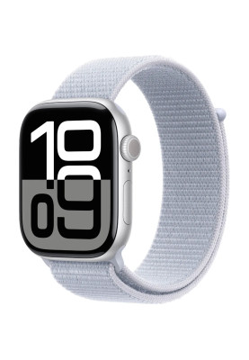 Apple Watch Series 10 GPS 46mm Silver Aluminum Case with Blue Cloud Sport Loop MWWN3