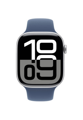 Apple Watch Series 10 GPS 46mm Silver Aluminum Case with Denim Sport Band M/L MWWM3