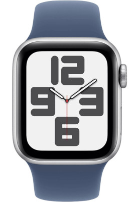 Apple Watch SE 2 2024 GPS 44mm Silver Aluminium with Denim Sport Band M/L MXER3