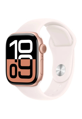 Apple Watch Series 10 GPS 42mm Rose Gold Aluminum Case with Light Blush Sport Band M/L MWWJ3